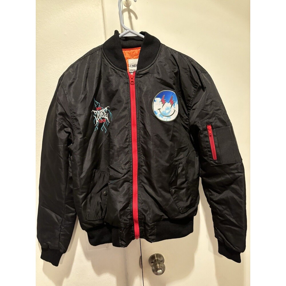 J. Balvin Mens Bomber Jacket Sz Large 2022 Jose Tour New Black